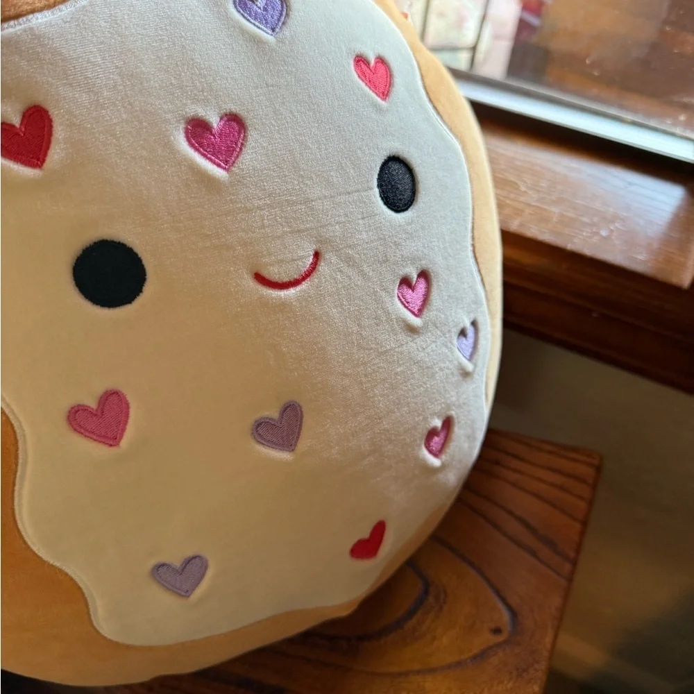 Valentine’s Day Squishmallow Danka Heart Pop Tart Plush Pillow Tan Red Stuffie